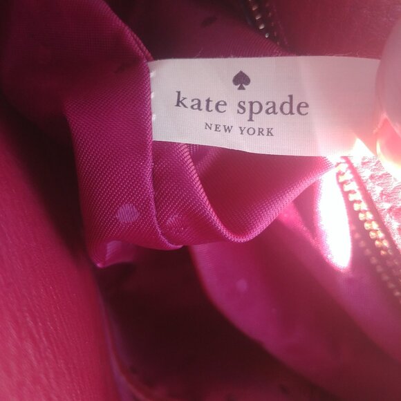 Kate Spade large shoulder bag purse 100% cow leather raspberry pink burg… - Picture 5 of 15